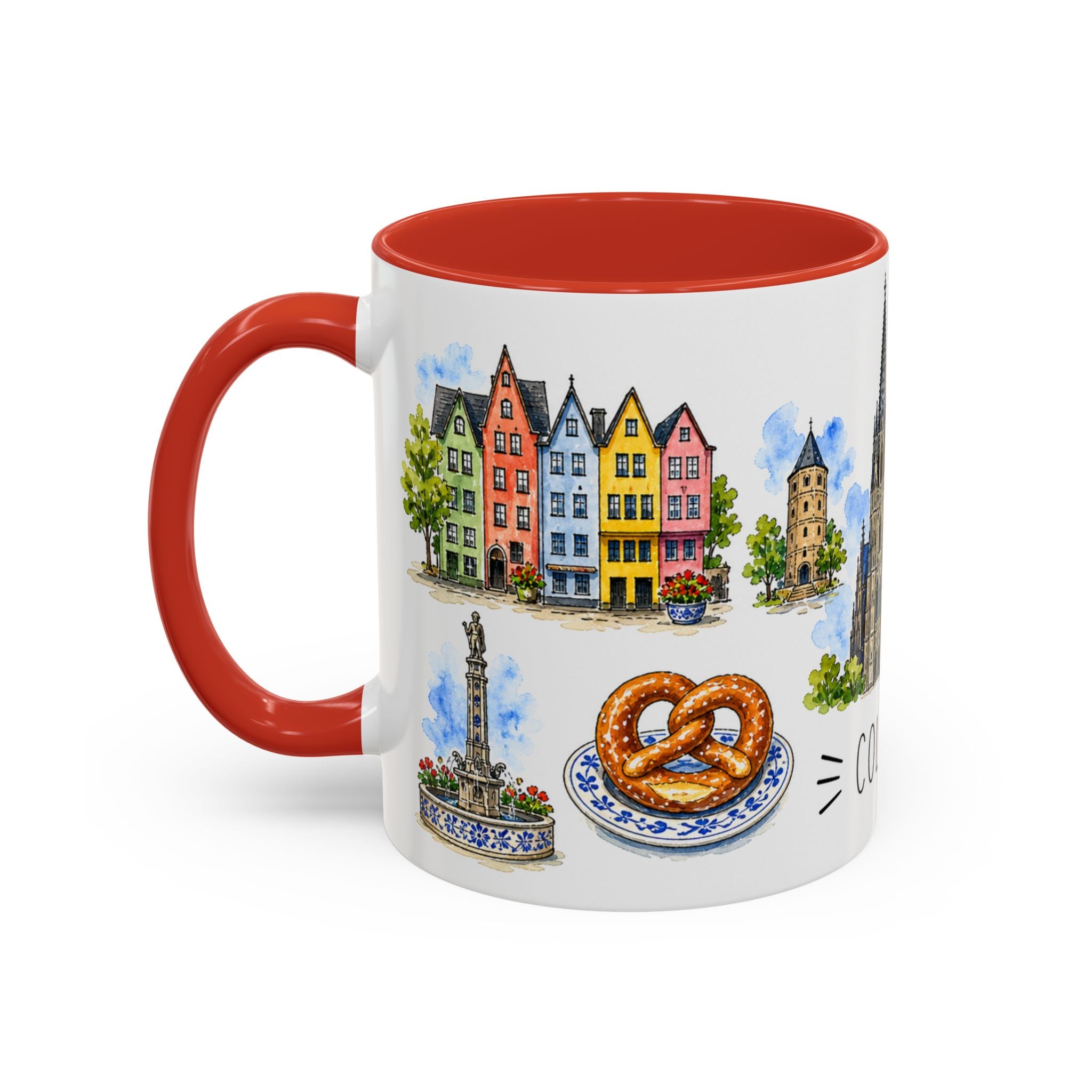 Cologne Illustrated Travel Mug | City Souvenir Accent Coffee Mug | 11oz 15oz Ceramic Cup