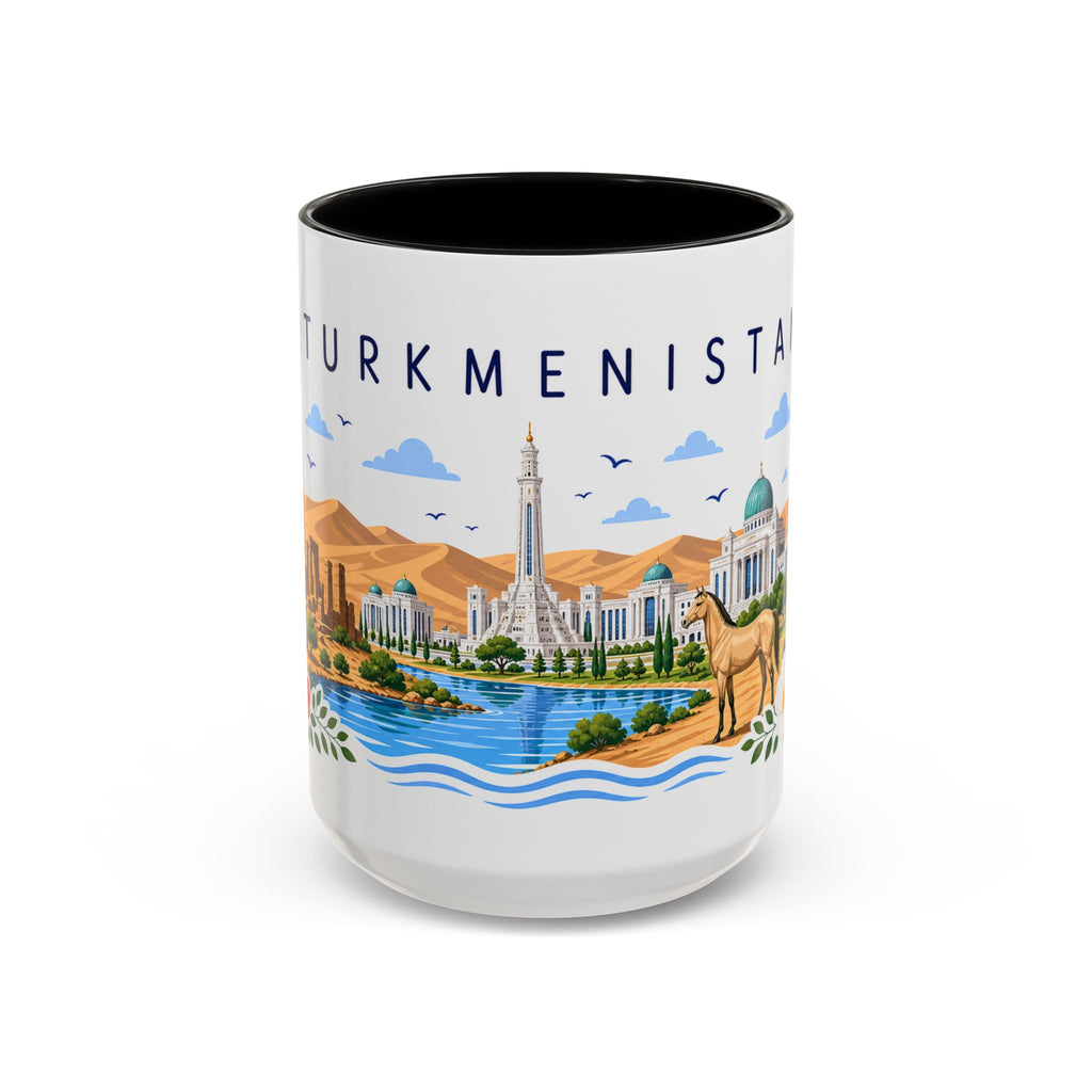 Turkmenistan Coffee Mug | Travel Souvenir Accent Mug | Place Gift Ceramic Cup 11oz 15oz