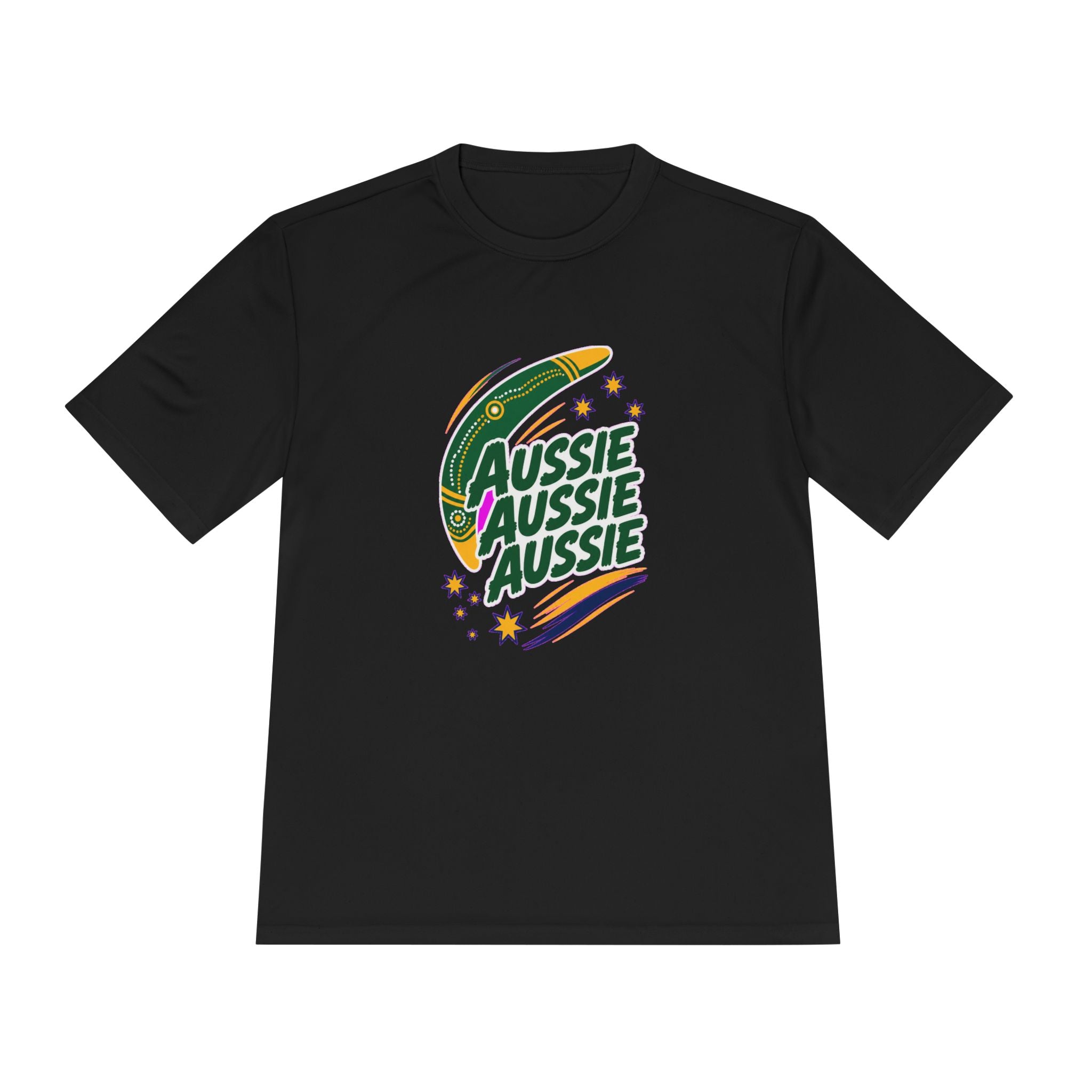 Australia Fan T-Shirt, Aussie Boomerang Design, Moisture Wicking Sport Tee