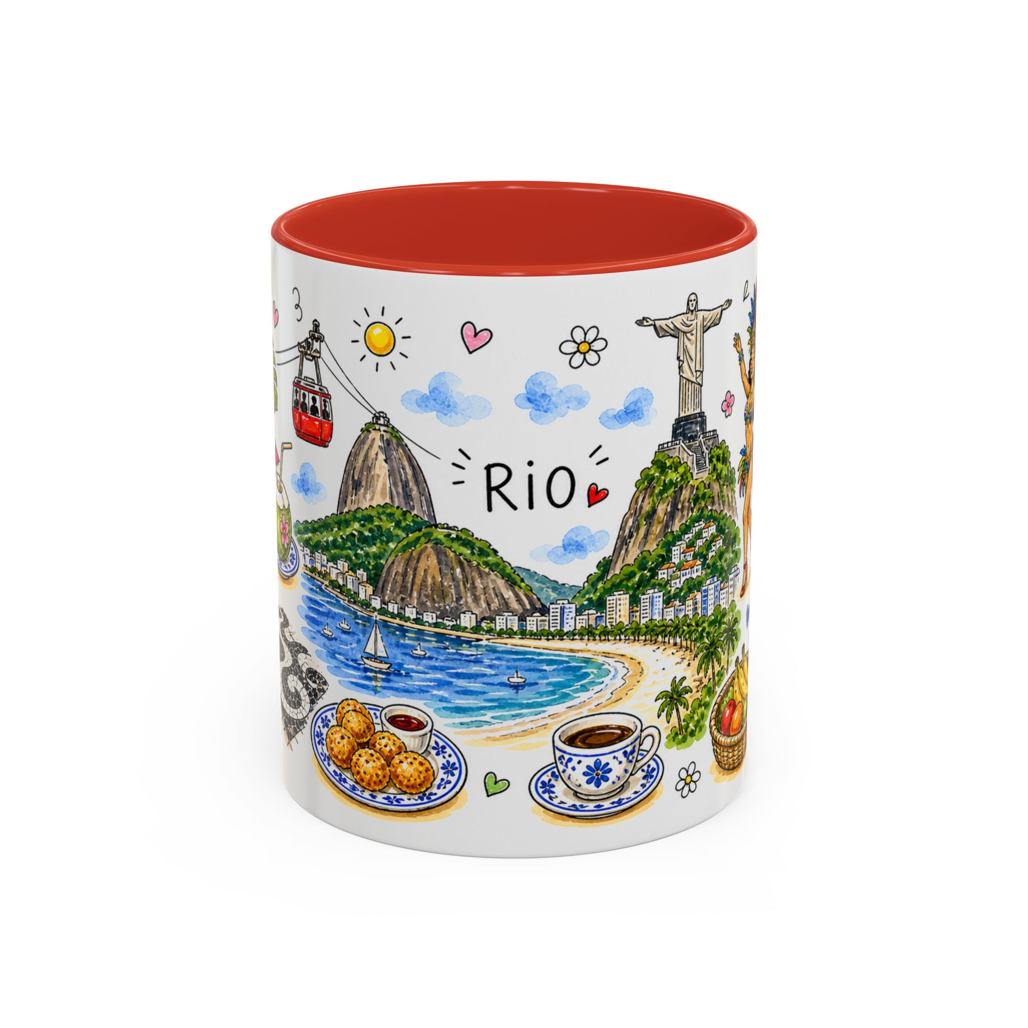 Rio de Janeiro Illustrated Travel Mug | City Souvenir Accent Coffee Mug | 11oz 15oz Ceramic Cup
