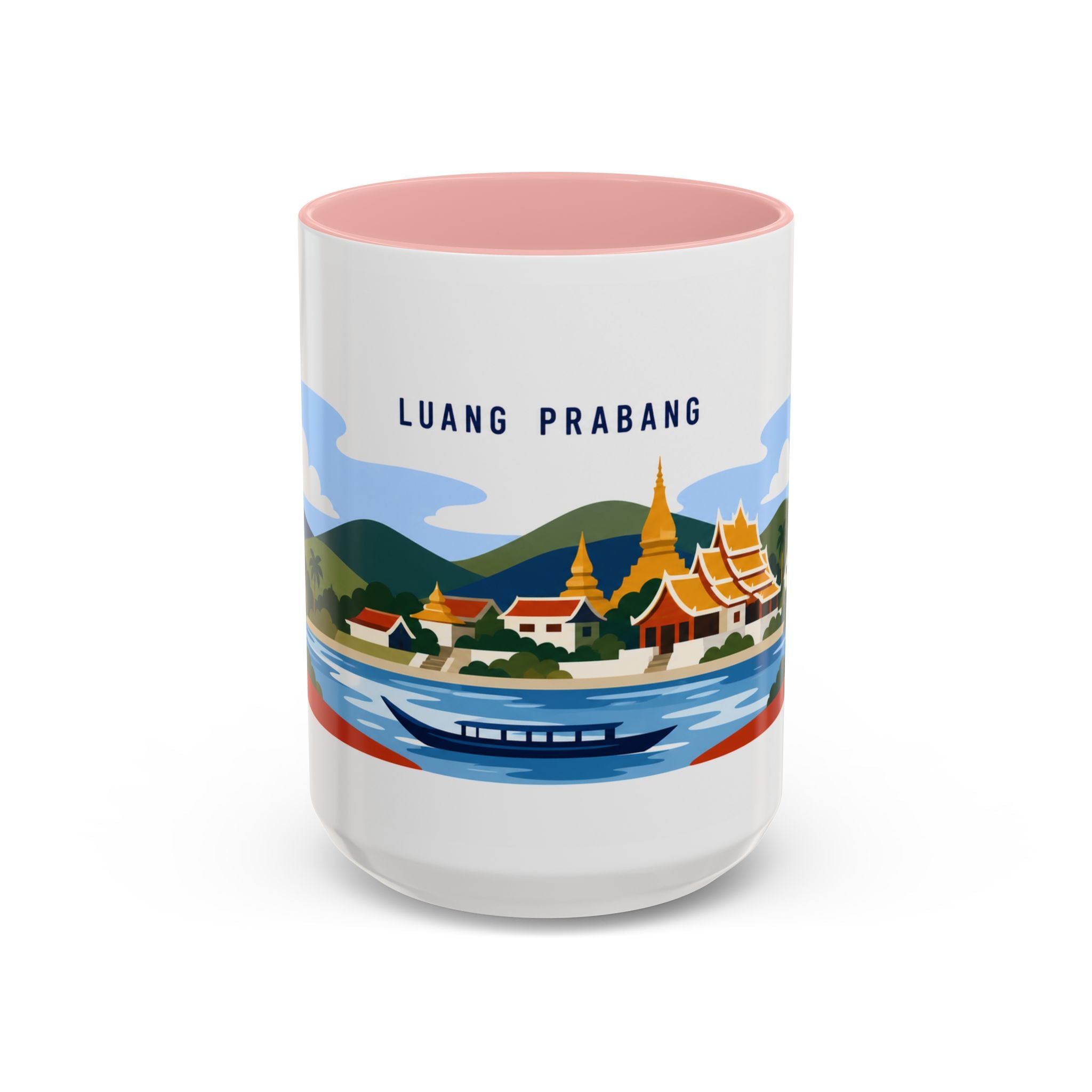 Luang Prabang Coffee Mug | Travel Destination Souvenir Gift | Accent Color Ceramic 11oz 15oz