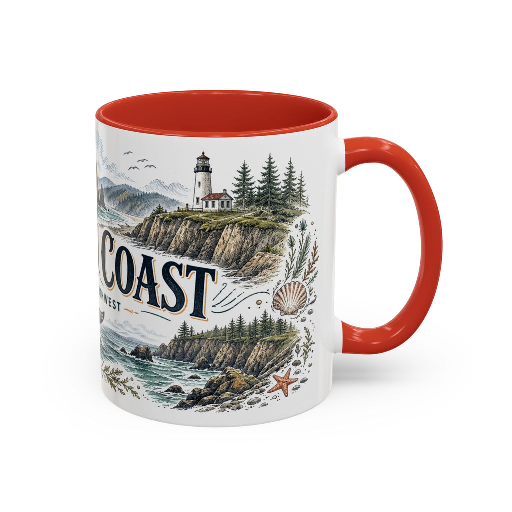 Oregon Coast Mug, Pacific Northwest Travel Souvenir, Bucket List Gift, Accent Ceramic Coffee Mug 11oz 15oz