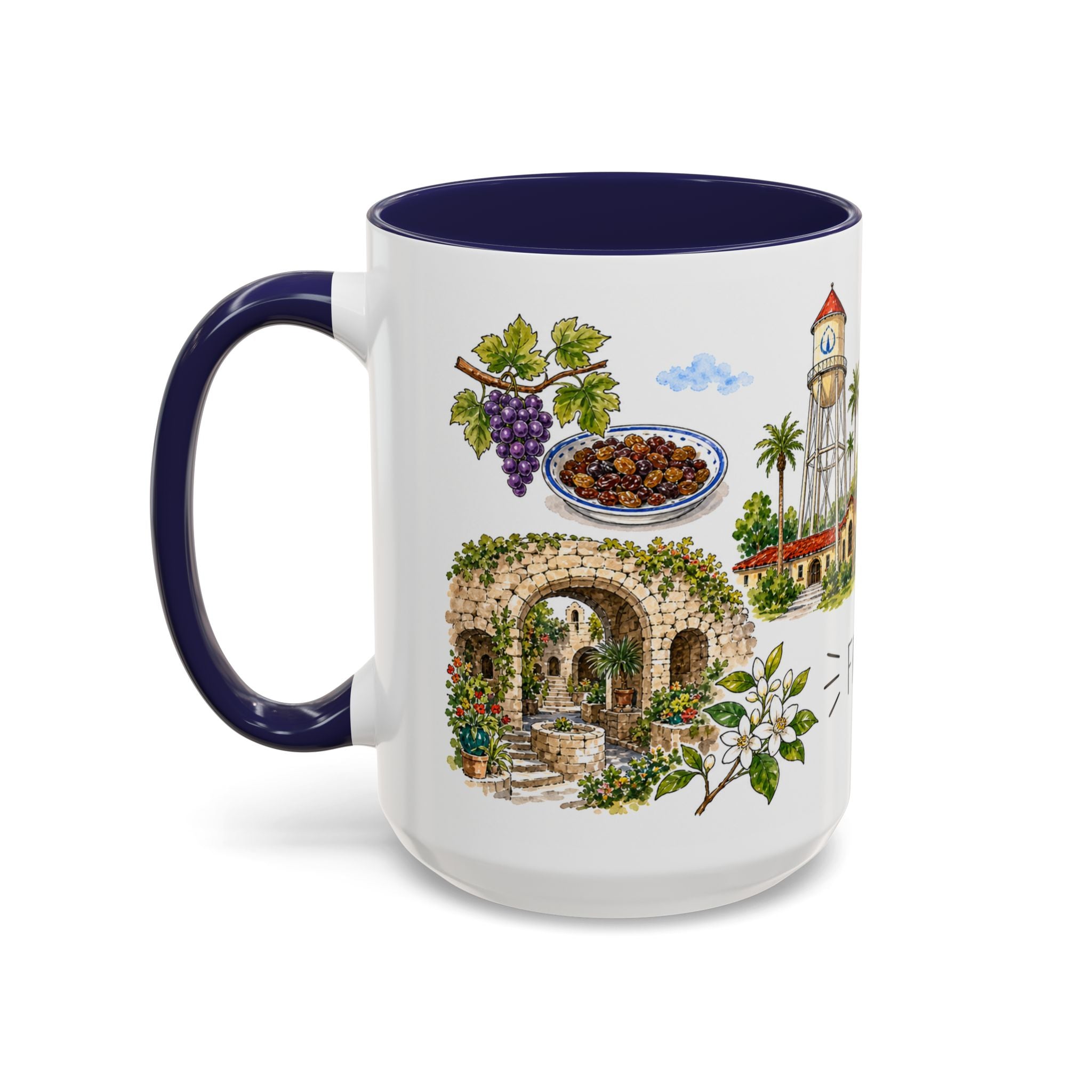 Fresno Illustrated Travel Mug | City Souvenir Accent Coffee Mug | 11oz 15oz Ceramic Cup