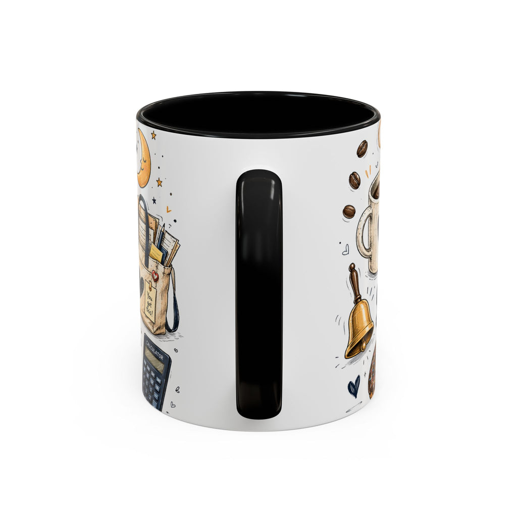 Teacher Fuel Coffee Mug | Powered by Coffee and Wine Funny Gift | Accent Color Ceramic 11oz 15oz