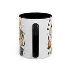 Teacher Fuel Coffee Mug | Powered by Coffee and Wine Funny Gift | Accent Color Ceramic 11oz 15oz