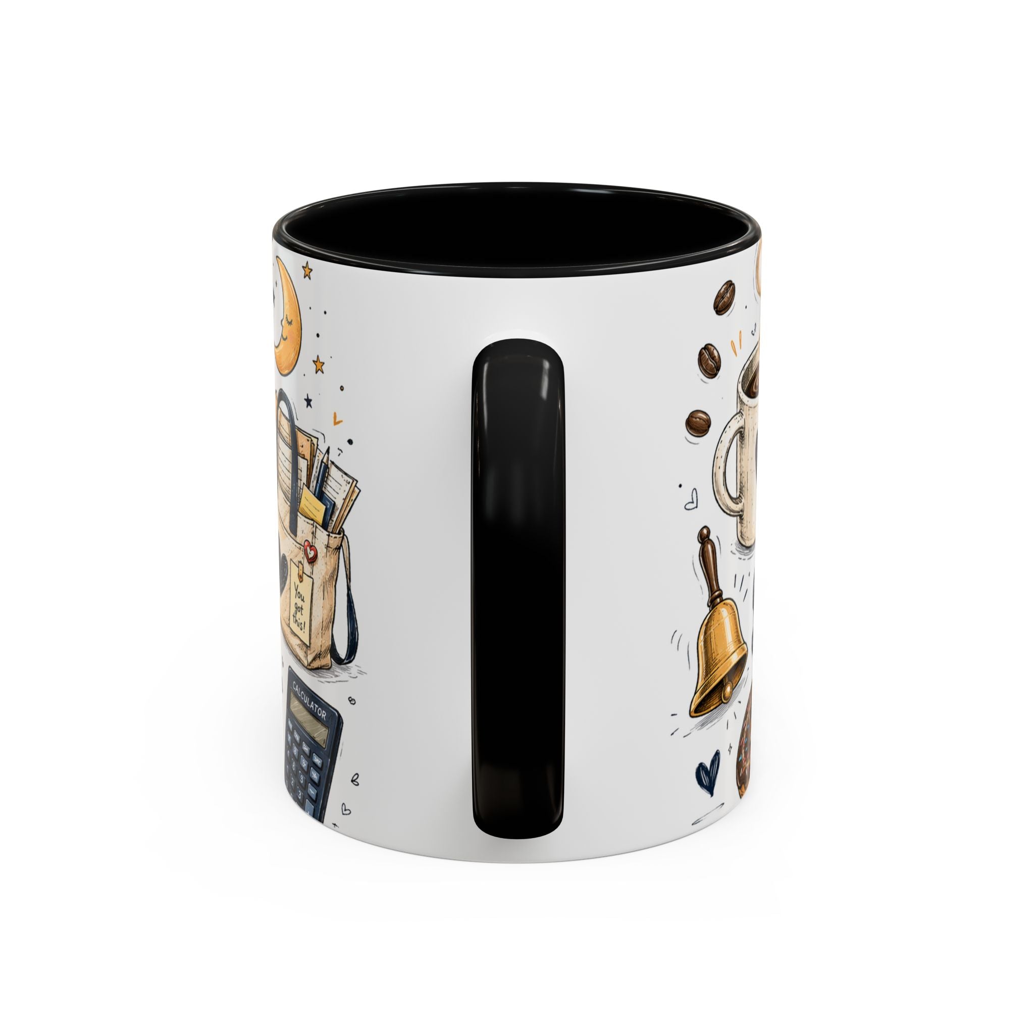Teacher Fuel Coffee Mug | Powered by Coffee and Wine Funny Gift | Accent Color Ceramic 11oz 15oz