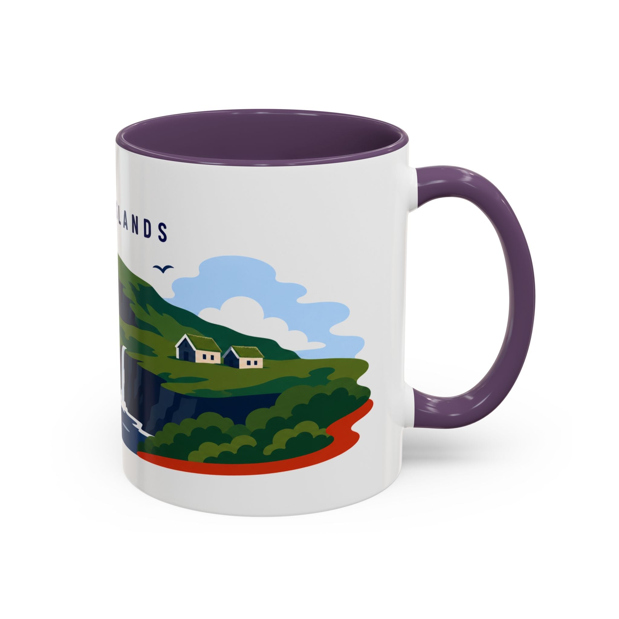 Faroe Islands Coffee Mug | Travel Destination Souvenir Gift | Accent Color Ceramic 11oz 15oz