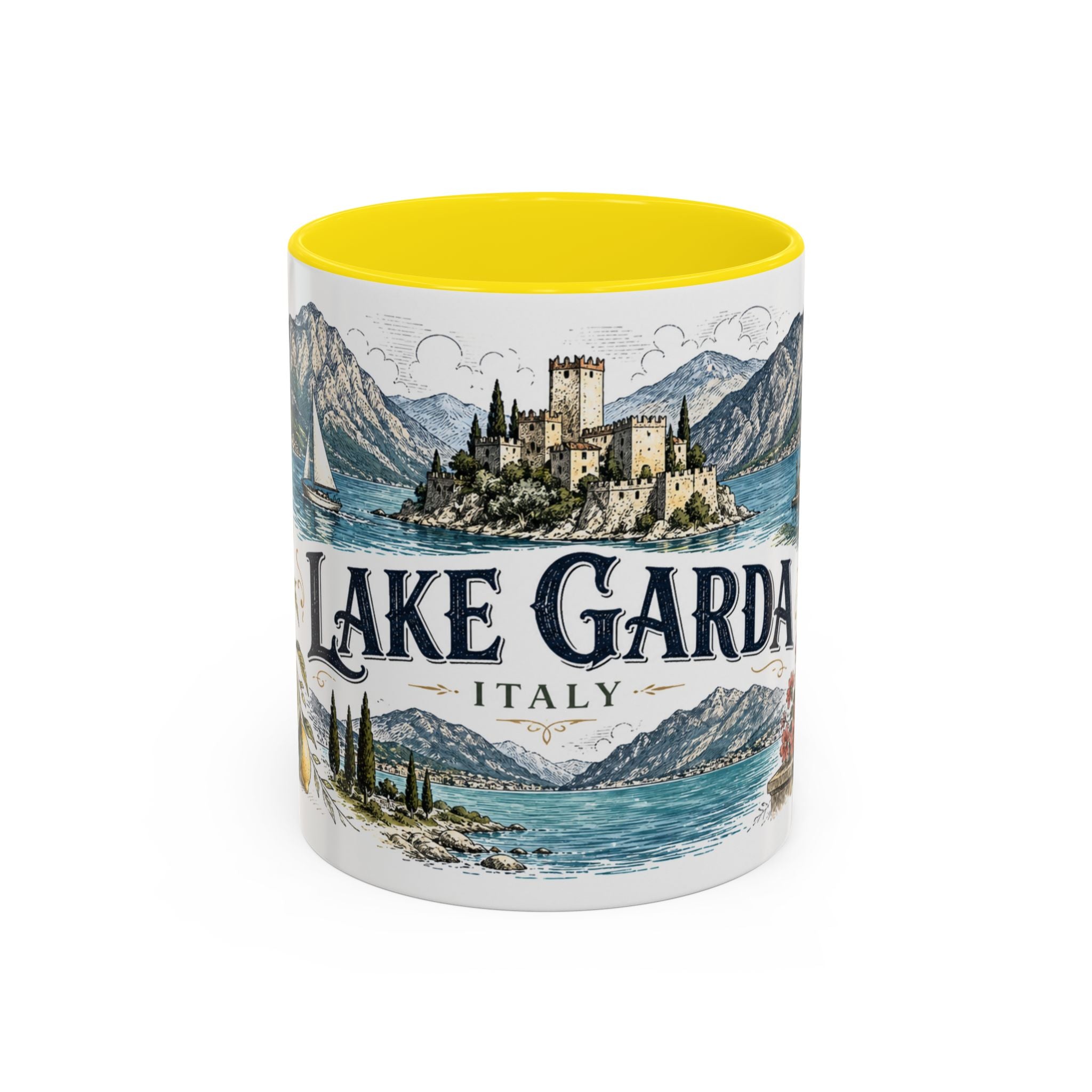 Lake Garda Mug, Italy Travel Souvenir, Bucket List Gift, Accent Ceramic Coffee Mug 11oz 15oz