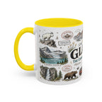 Glacier Coffee Mug | National Park Hiking Montana Gift | Accent Color Ceramic 11oz 15oz