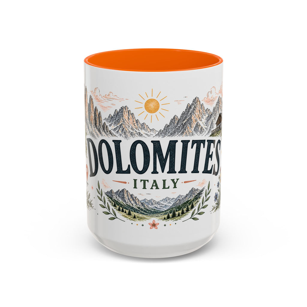 Dolomites Coffee Mug | Travel Destination Souvenir Gift | Accent Color Ceramic 11oz 15oz