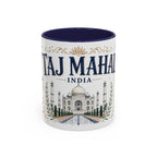 Taj Mahal Coffee Mug | Travel Destination Souvenir Gift | Accent Color Ceramic 11oz 15oz