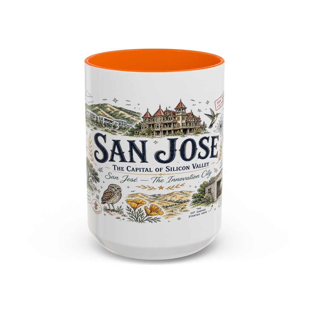San Jose Coffee Mug | California Souvenir City Gift | Accent Color Ceramic 11oz 15oz