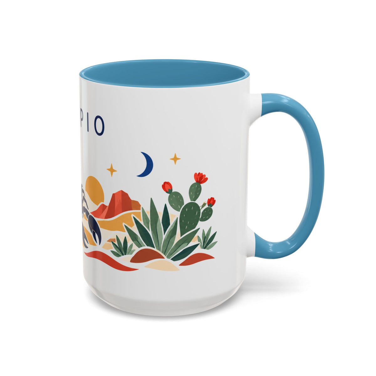 Scorpio Zodiac Coffee Mug | Scorpion and Desert Design | Astrology Birthday Gift | 11 oz 15 oz Ceramic Accent Mug