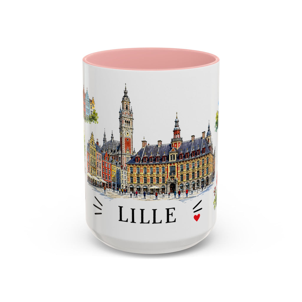 Lille Illustrated Travel Mug | City Souvenir Accent Coffee Mug | 11oz 15oz Ceramic Cup