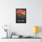 Badlands National Park Framed Poster | Vintage Travel Wall Art | Black Walnut White Frame | 16x24 20x30