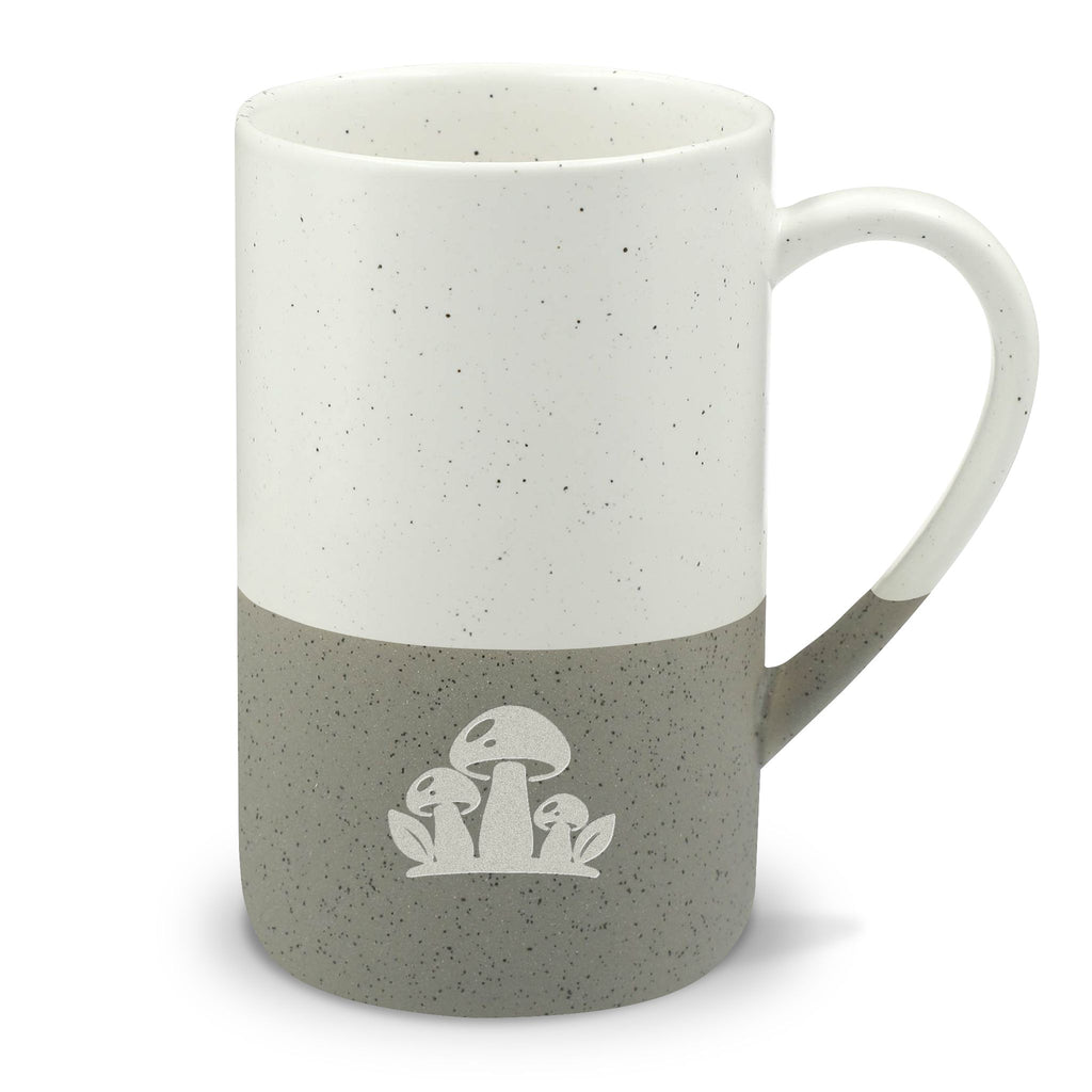 Woodland Mushrooms Engraved Speckled Ceramic Mug, 13oz, Minimalist Coffee Cup, Gift for Nature Lovers