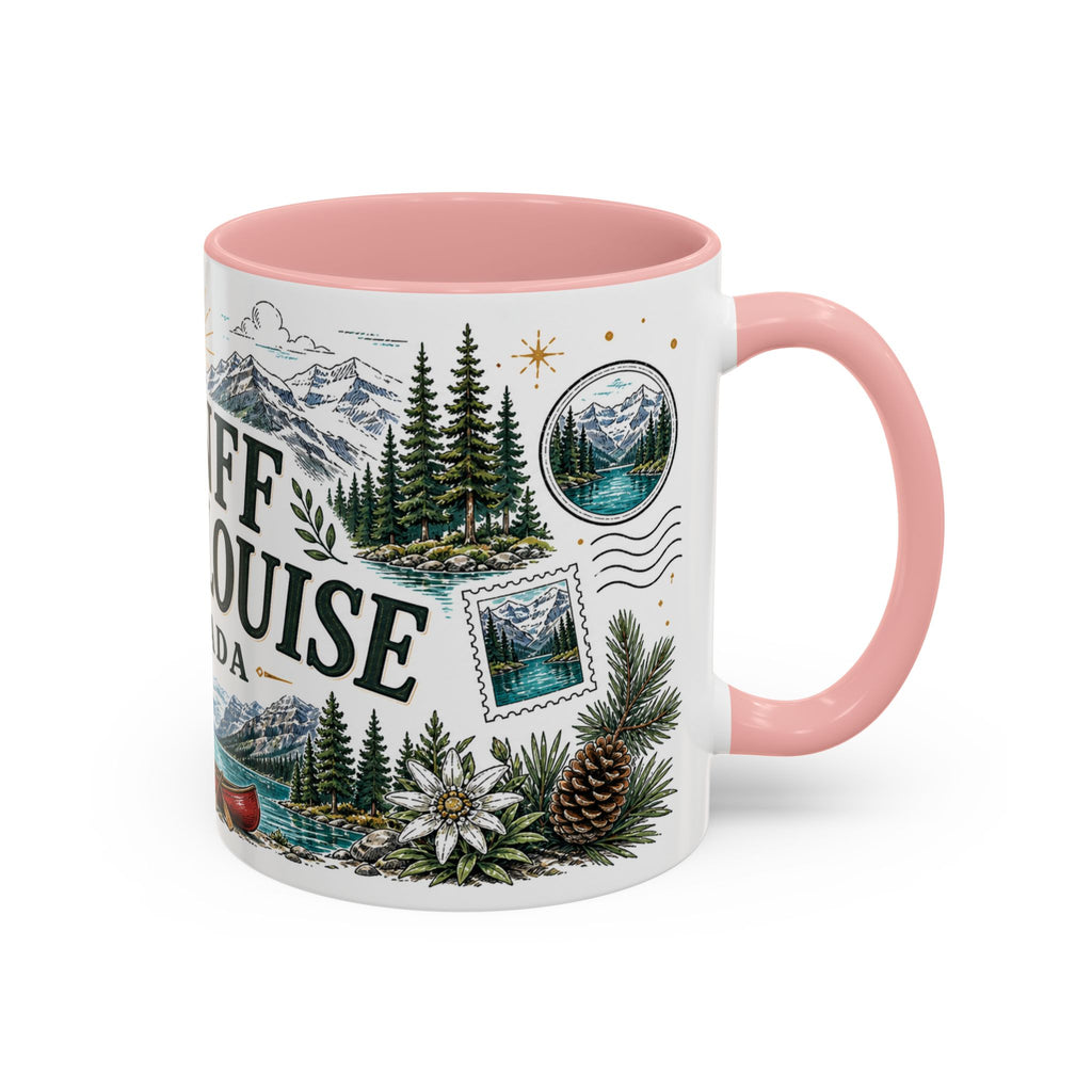 Banff Lake Louise Coffee Mug | Travel Destination Souvenir Gift | Accent Color Ceramic 11oz 15oz