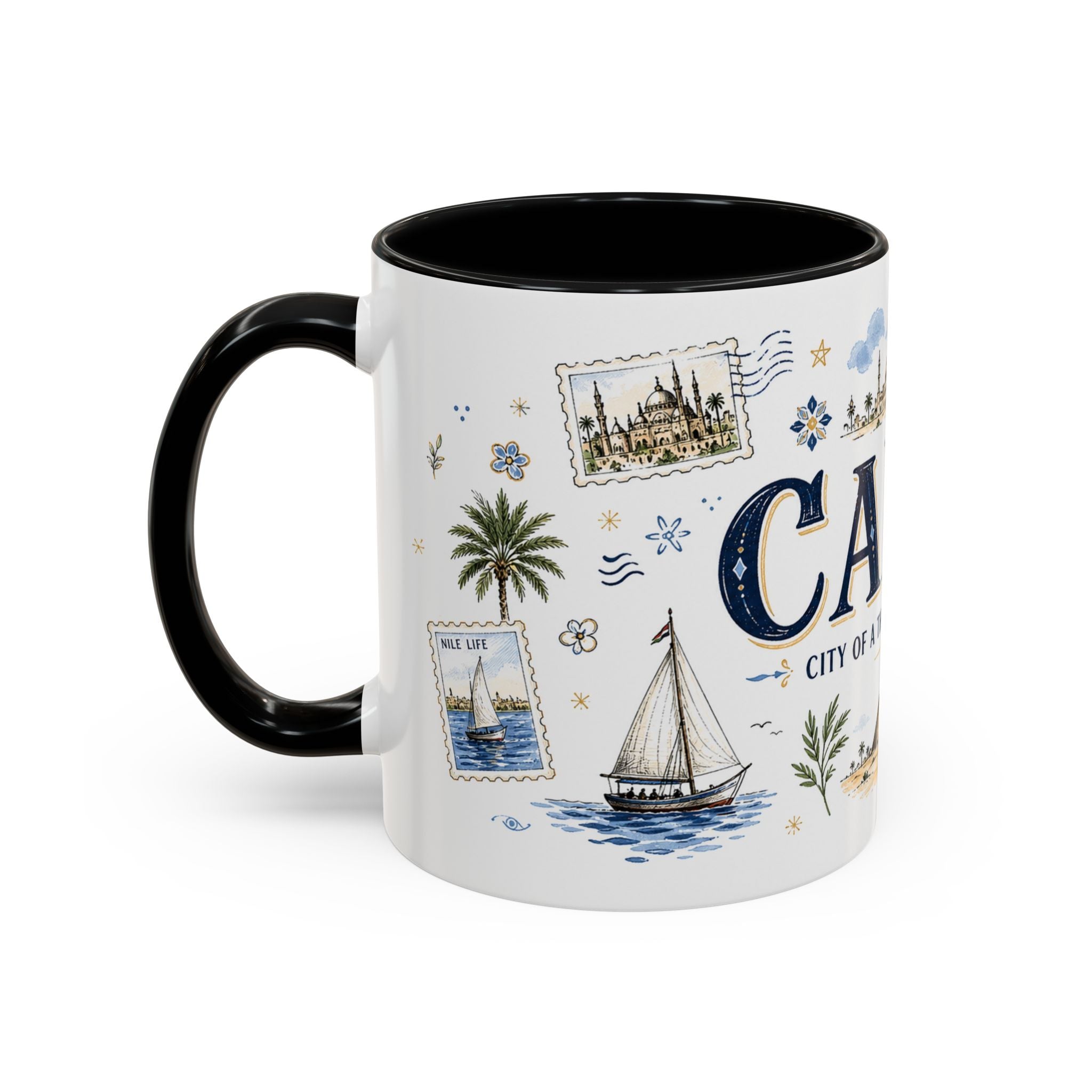 Cairo Coffee Mug | Egypt Souvenir Travel Gift | Accent Color Ceramic 11oz 15oz