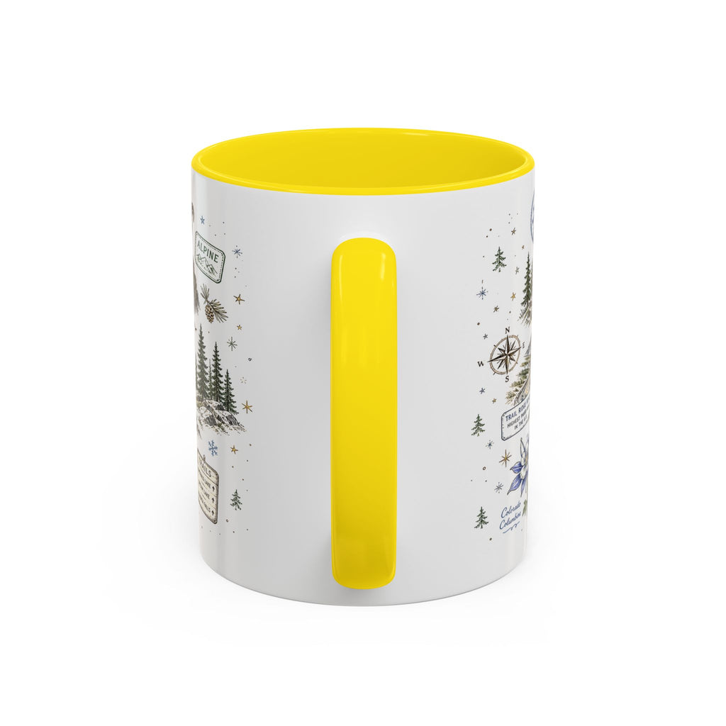 Rocky Mountain Coffee Mug | National Park Hiking Camping Gift | Accent Color Ceramic 11oz 15oz