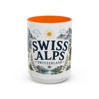 Swiss Alps Coffee Mug | Travel Destination Souvenir Gift | Accent Color Ceramic 11oz 15oz