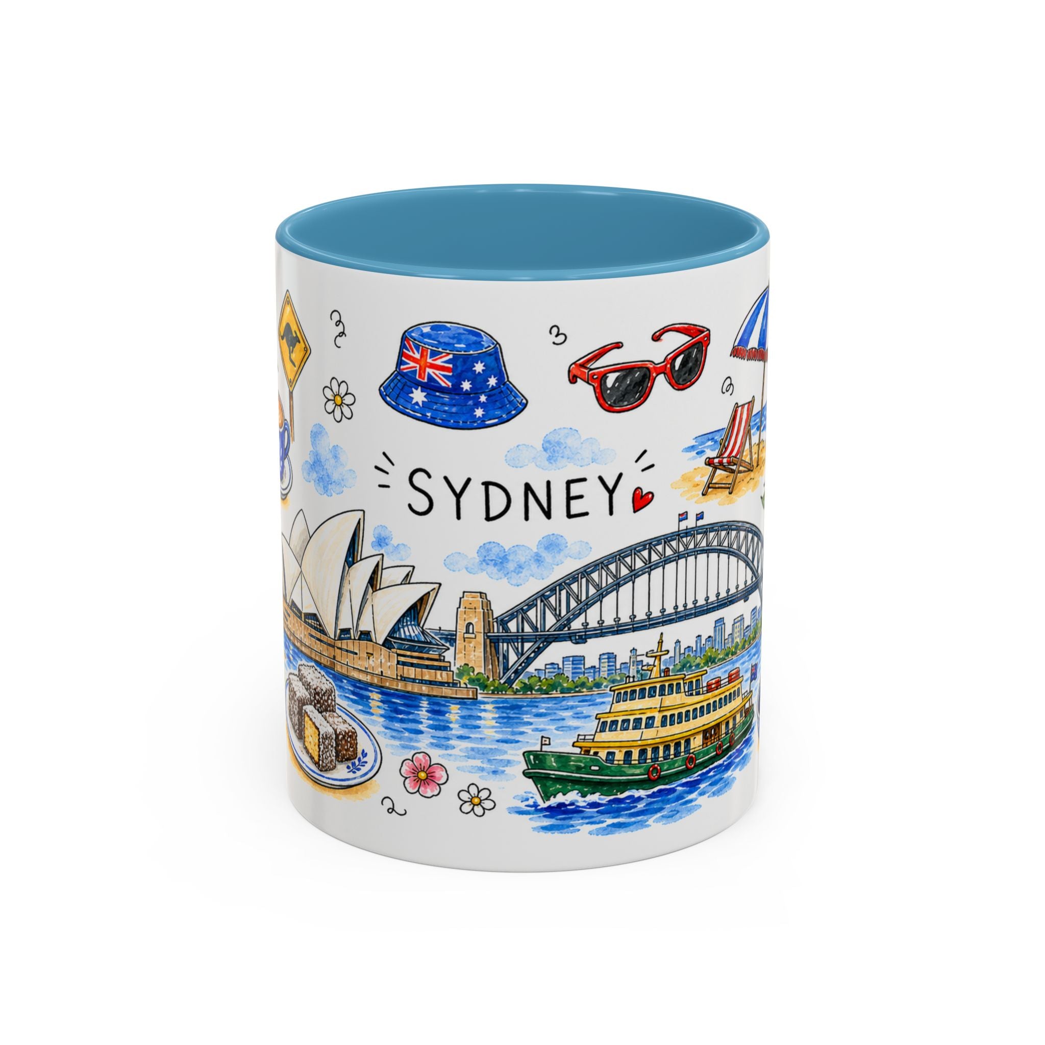 Sydney Illustrated Travel Mug | City Souvenir Accent Coffee Mug | 11oz 15oz Ceramic Cup