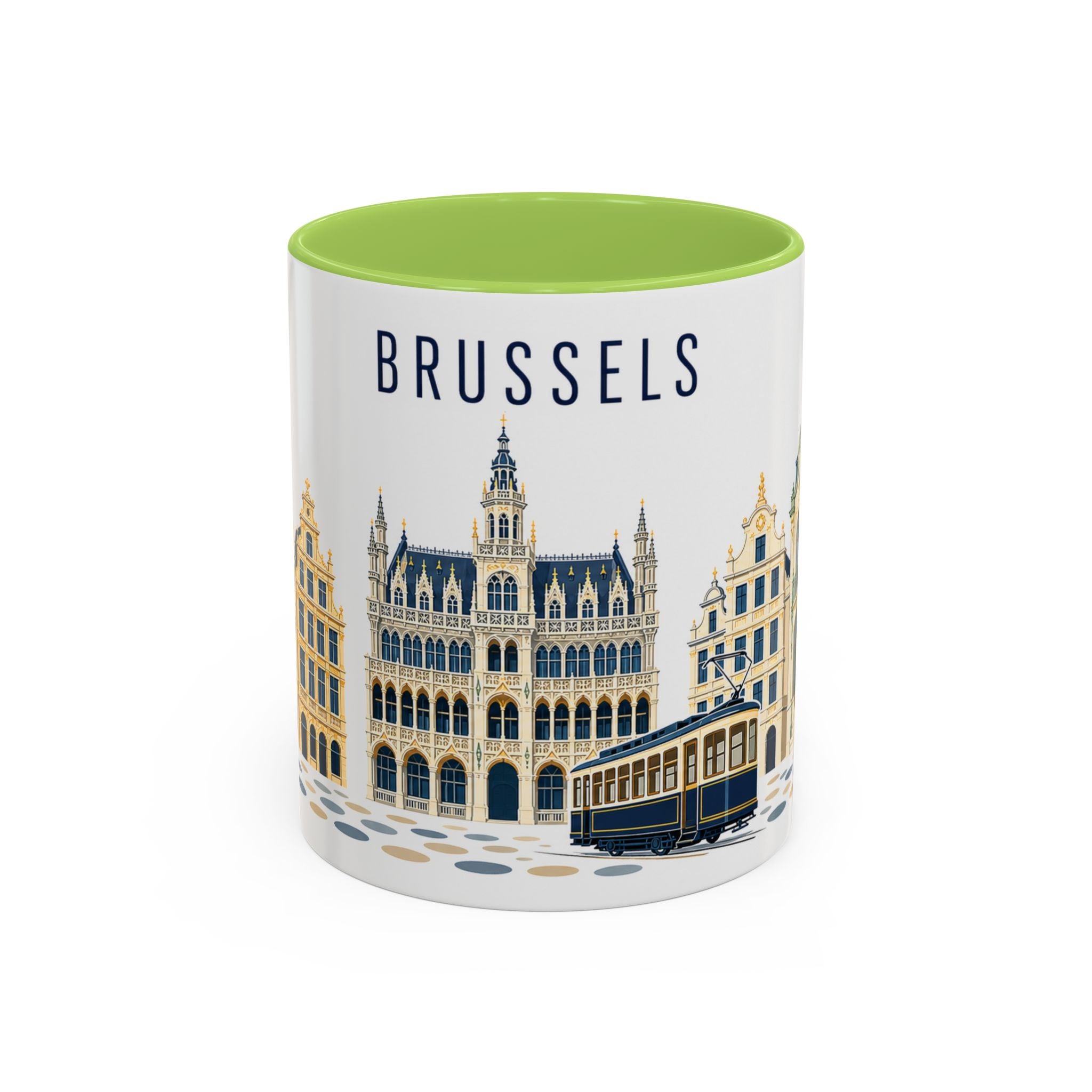 Brussels Coffee Mug | Belgium Travel Souvenir | Porcelain Decal City Gift | 11oz 15oz Accent Mug