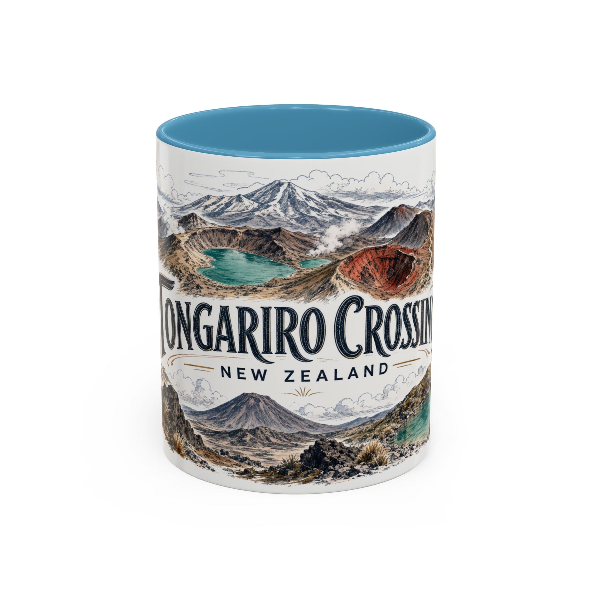 Tongariro Crossing Mug, New Zealand Travel Souvenir, Bucket List Gift, Accent Ceramic Coffee Mug 11oz 15oz