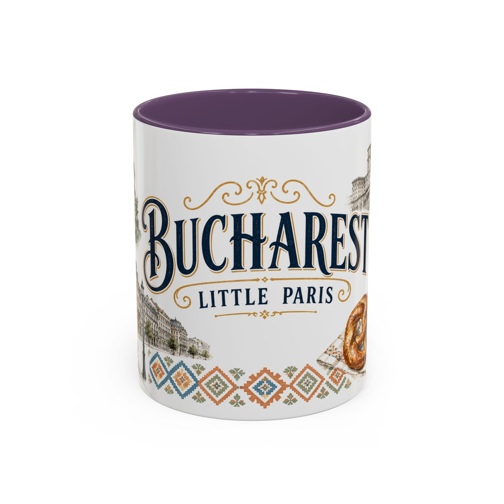 Bucharest Coffee Mug | Romania Travel Souvenir | Vintage Illustrated City Gift | 11 oz 15 oz Accent Mug