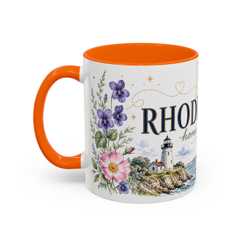 Rhode Island State Map Mug | Botanical Seaside Accent Cup (11oz or 15oz)