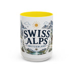 Swiss Alps Coffee Mug | Travel Destination Souvenir Gift | Accent Color Ceramic 11oz 15oz