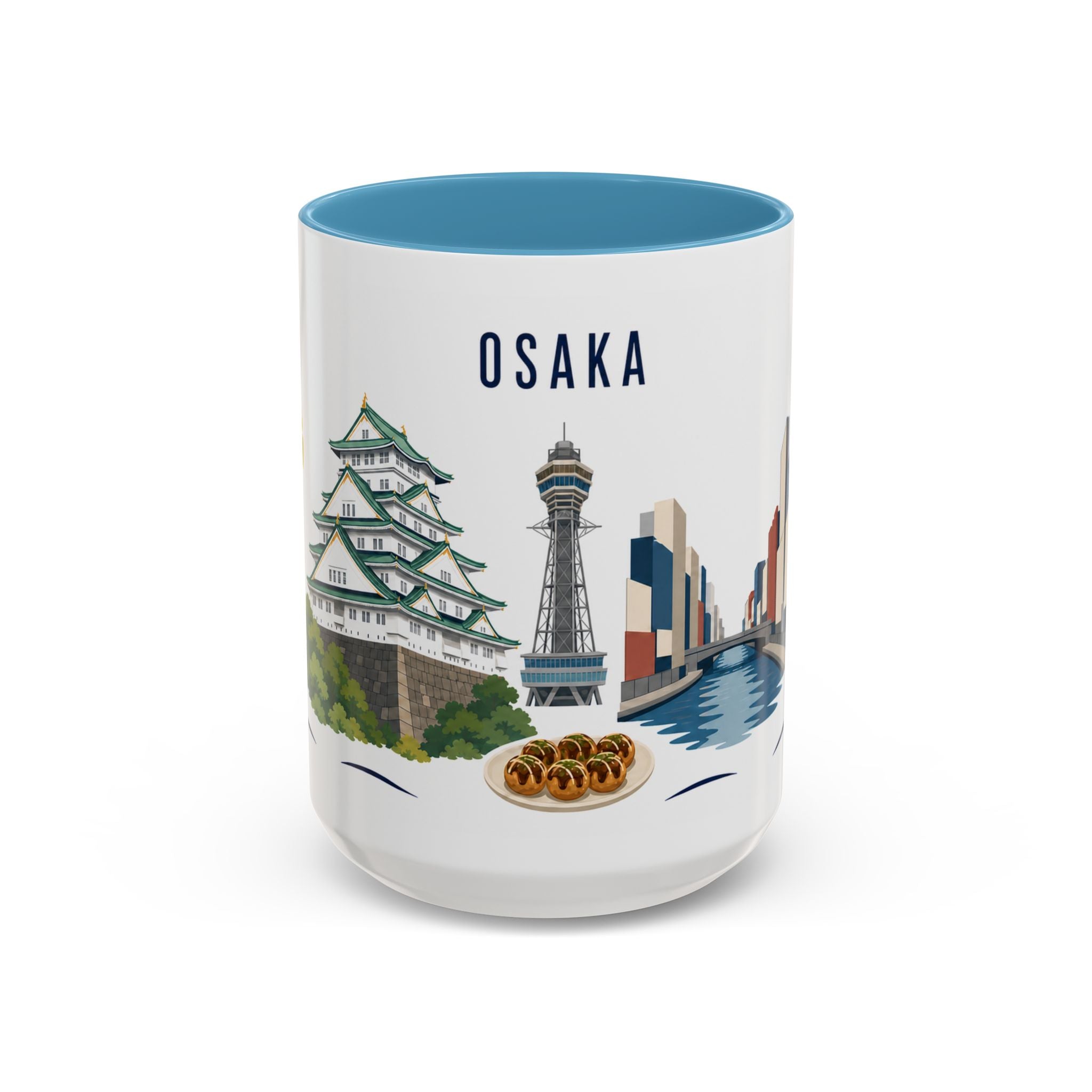Osaka Coffee Mug | Japan Travel Souvenir | Porcelain Decal City Gift | 11oz 15oz Accent Mug