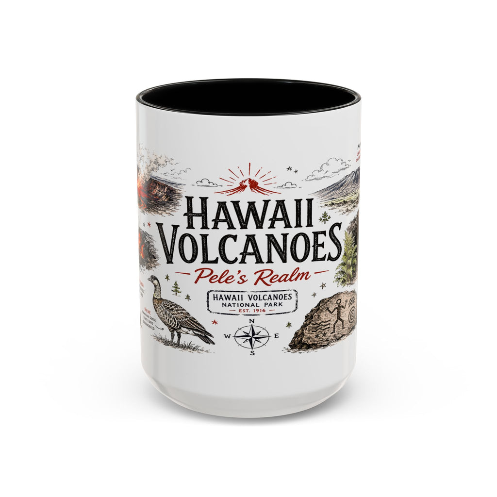 Hawaii Volcanoes National Park Coffee Mug | Hawaii Big Island Lava Volcano Gift | Accent Color Ceramic 11oz 15oz