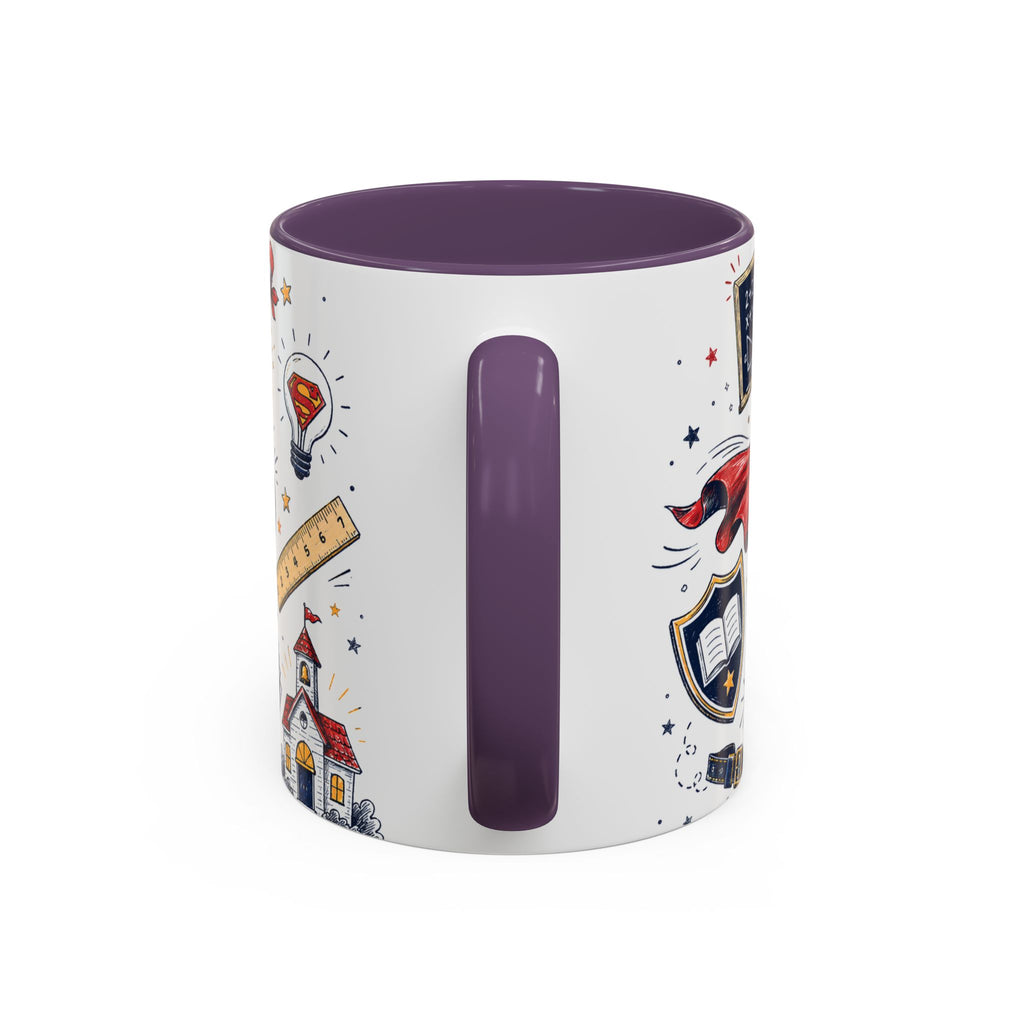 Super Teacher Coffee Mug | All Heroes Wear Capes Teacher Gift | Accent Color Ceramic 11oz 15oz