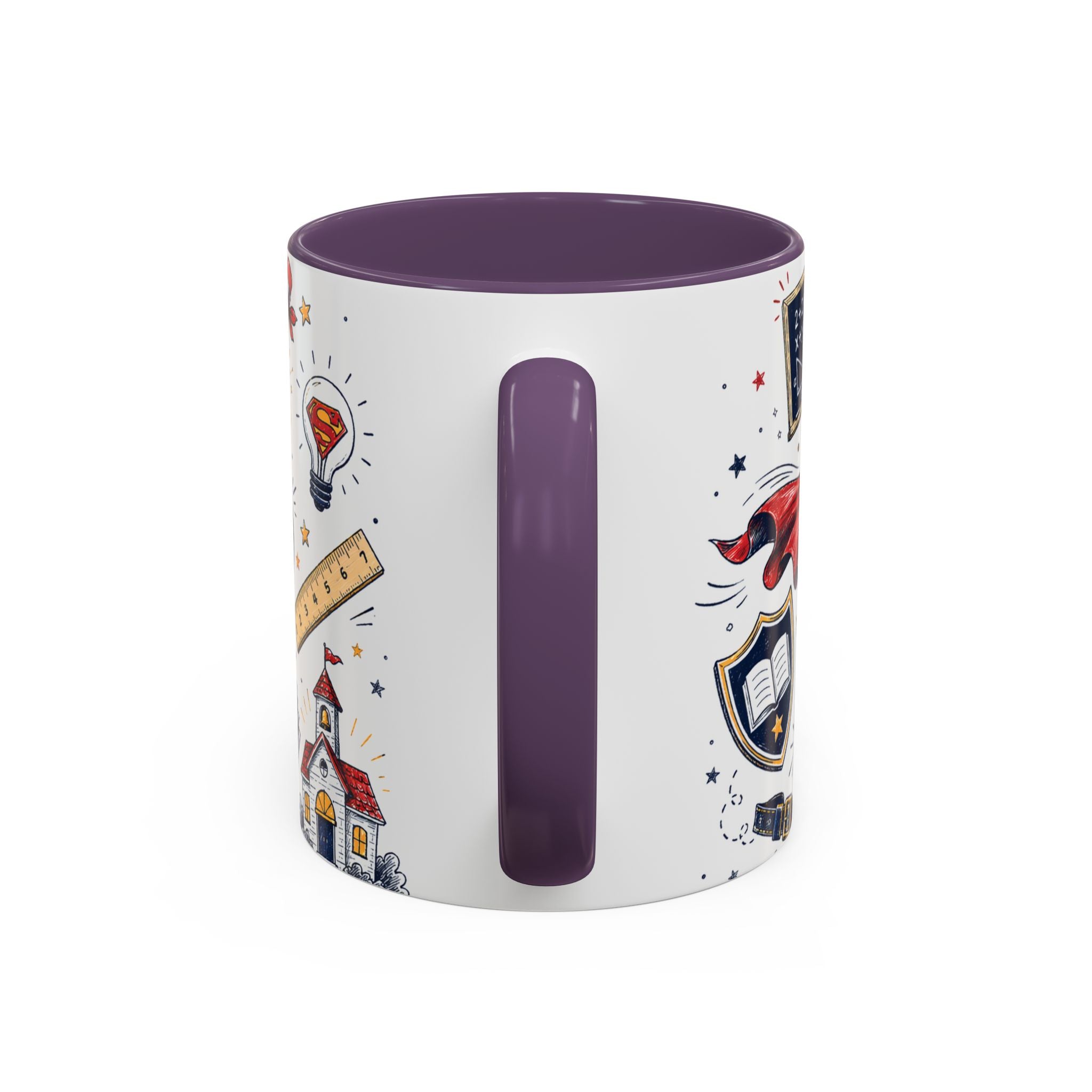 Super Teacher Coffee Mug | All Heroes Wear Capes Teacher Gift | Accent Color Ceramic 11oz 15oz