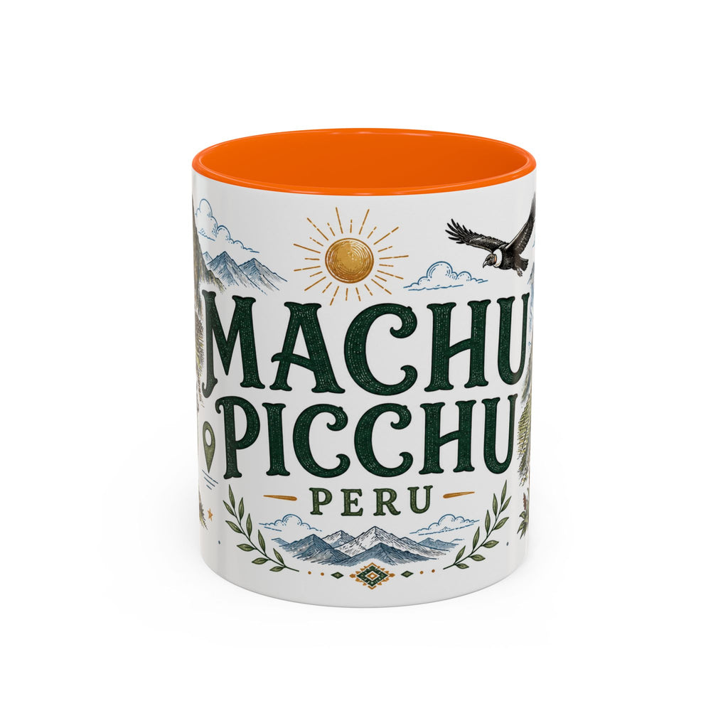 Machu Picchu Coffee Mug | Travel Destination Souvenir Gift | Accent Color Ceramic 11oz 15oz
