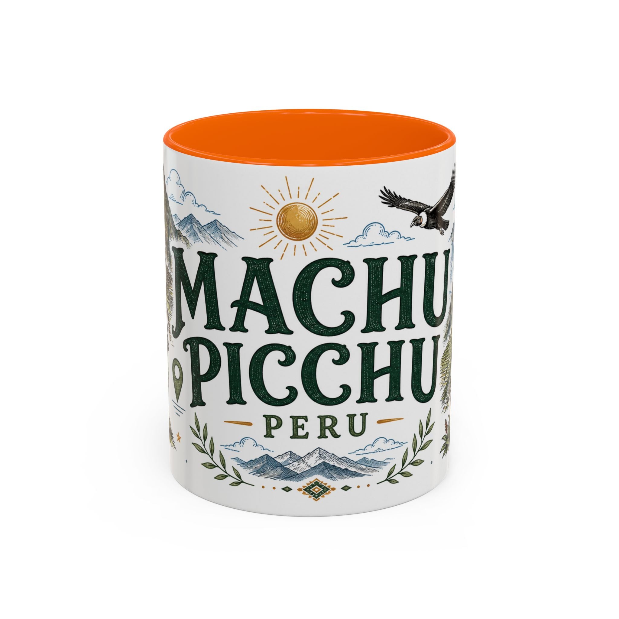 Machu Picchu Coffee Mug | Travel Destination Souvenir Gift | Accent Color Ceramic 11oz 15oz