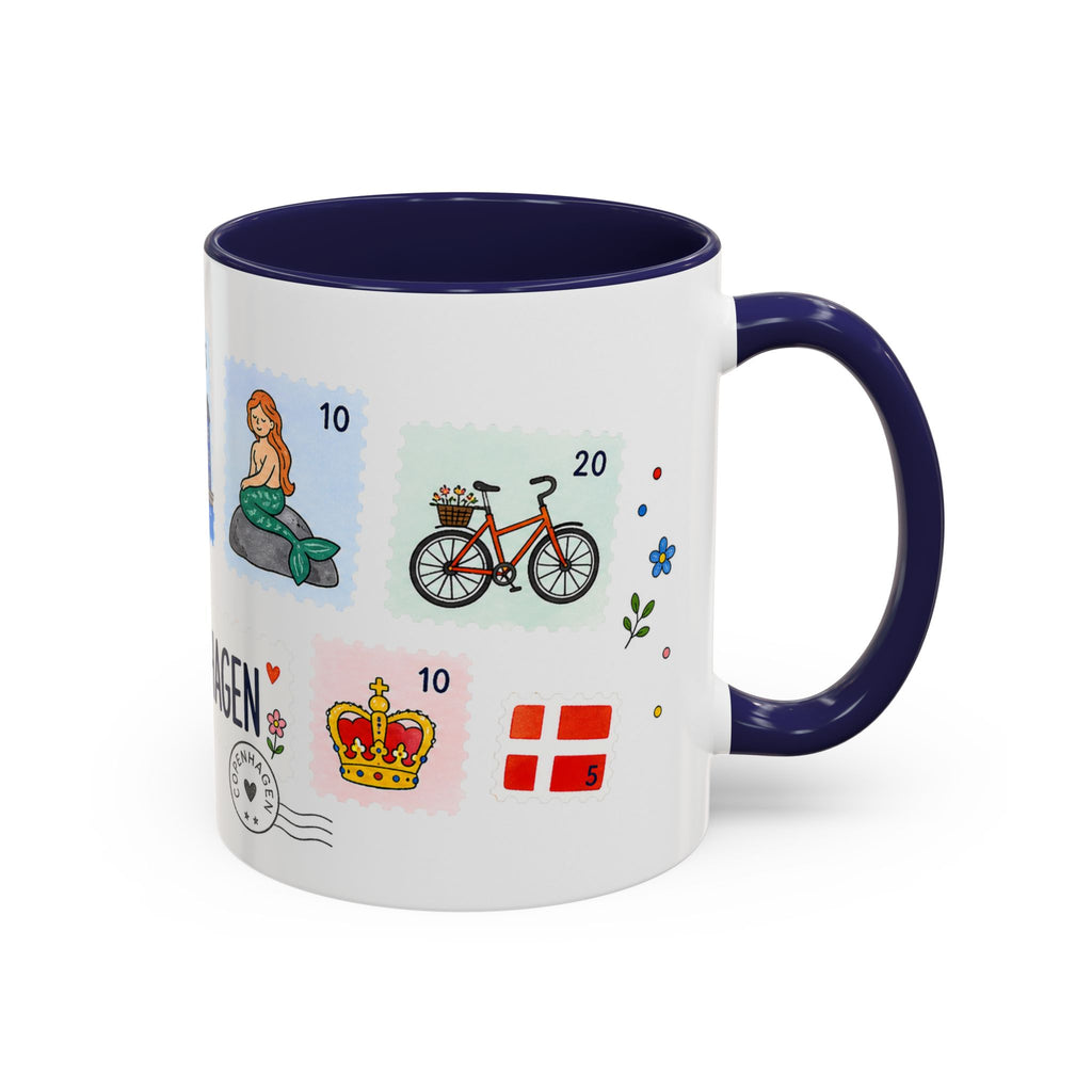Copenhagen Coffee Mug | Postage Stamp Collage Mug | Travel Souvenir Accent Cup 11oz 15oz