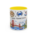 San Francisco Illustrated Travel Mug | City Souvenir Accent Coffee Mug | 11oz 15oz Ceramic Cup