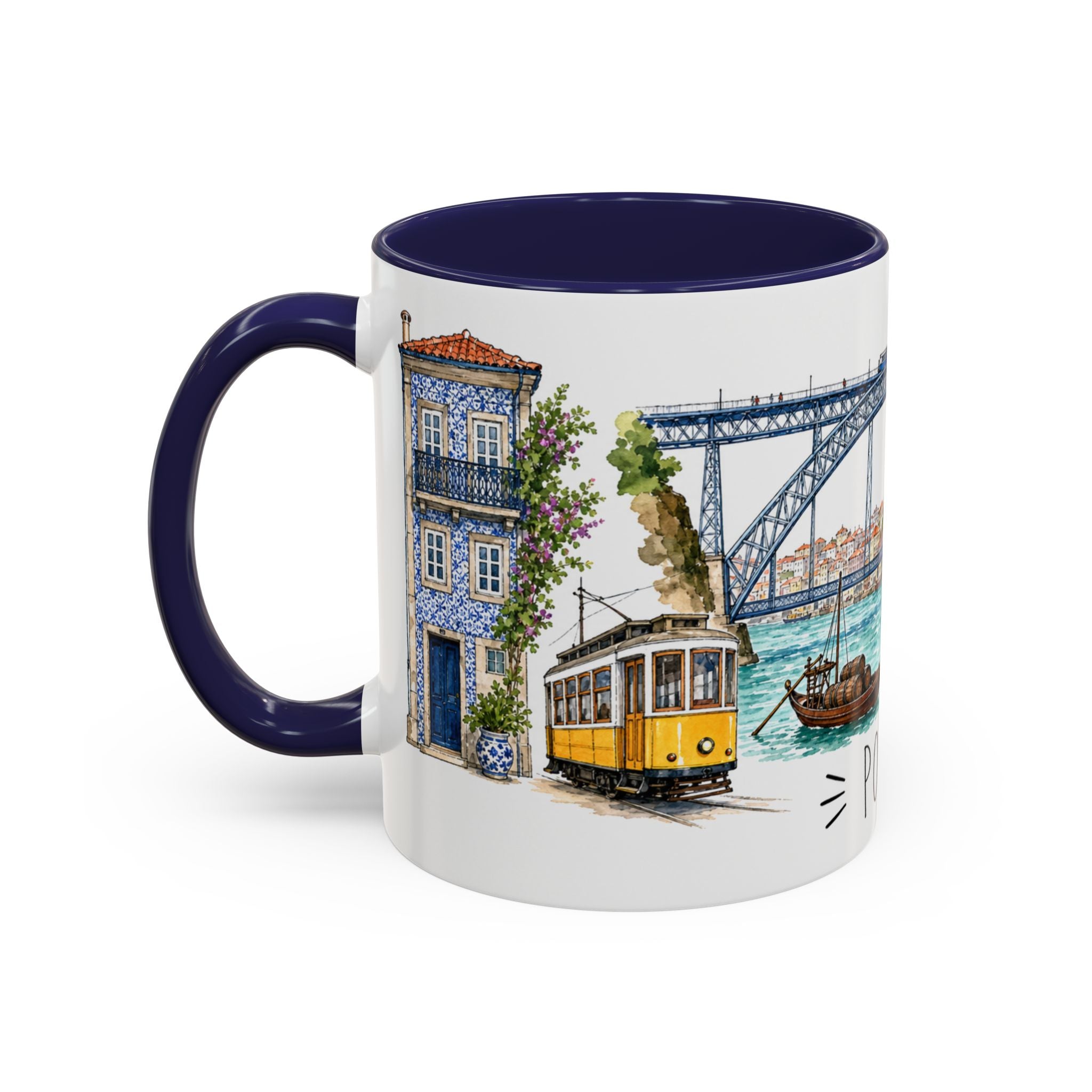 Porto Illustrated Travel Mug | City Souvenir Accent Coffee Mug | 11oz 15oz Ceramic Cup