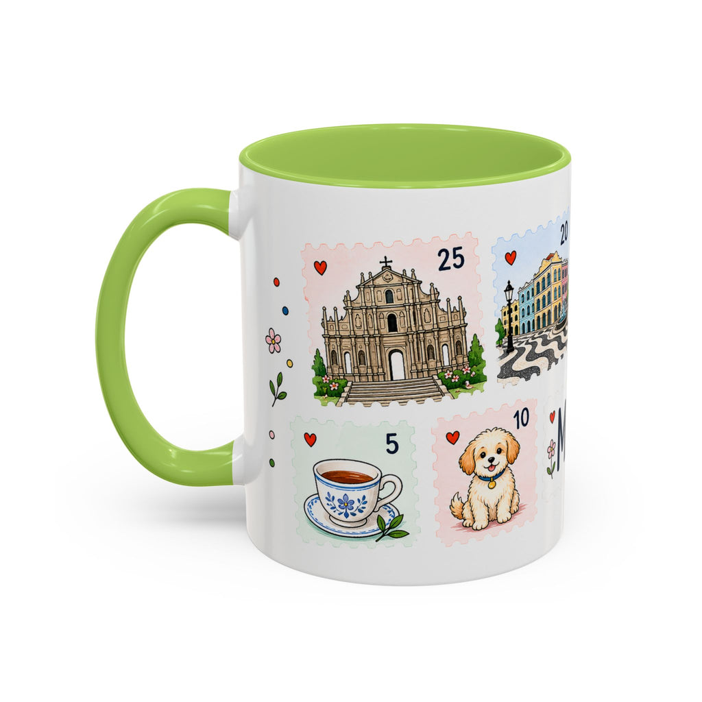 Macau Coffee Mug | Postage Stamp Collage Mug | Travel Souvenir Accent Cup 11oz 15oz