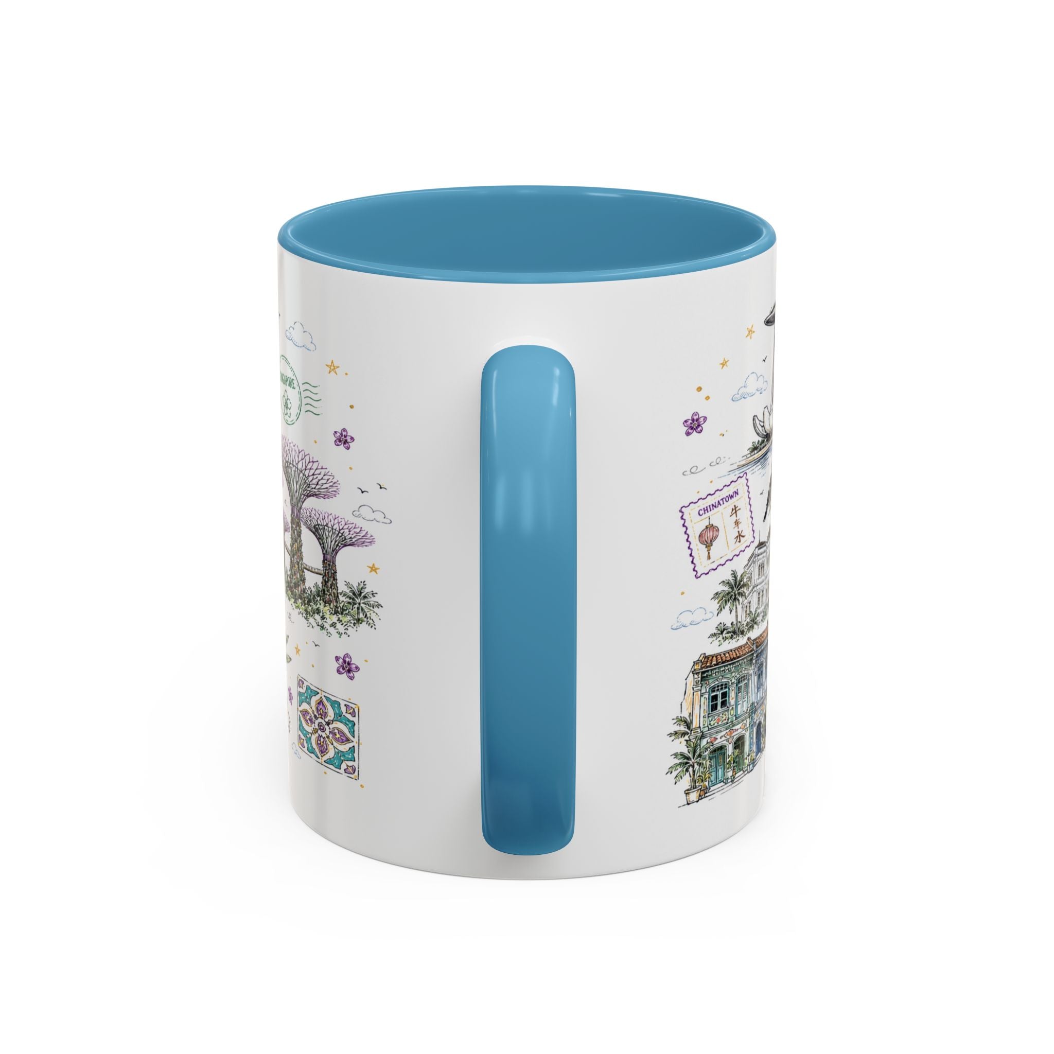 Singapore Coffee Mug | Asia Souvenir Travel Gift | Accent Color Ceramic 11oz 15oz