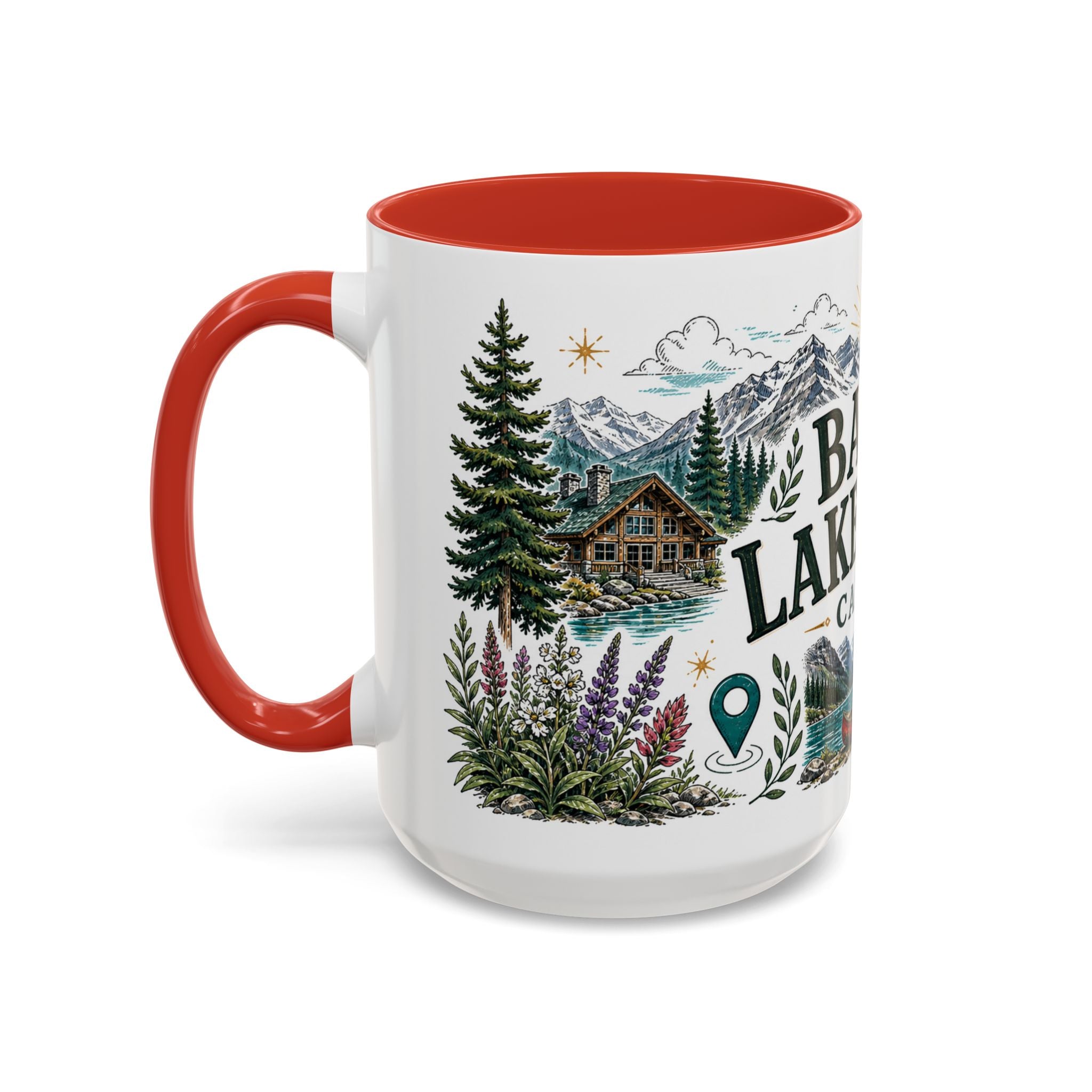 Banff Lake Louise Coffee Mug | Travel Destination Souvenir Gift | Accent Color Ceramic 11oz 15oz
