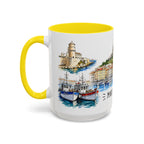 Marseille Illustrated Travel Mug | City Souvenir Accent Coffee Mug | 11oz 15oz Ceramic Cup