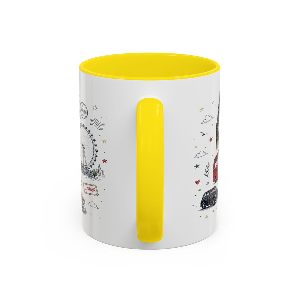 London Coffee Mug | England Souvenir Travel Gift | Accent Color Ceramic 11oz 15oz