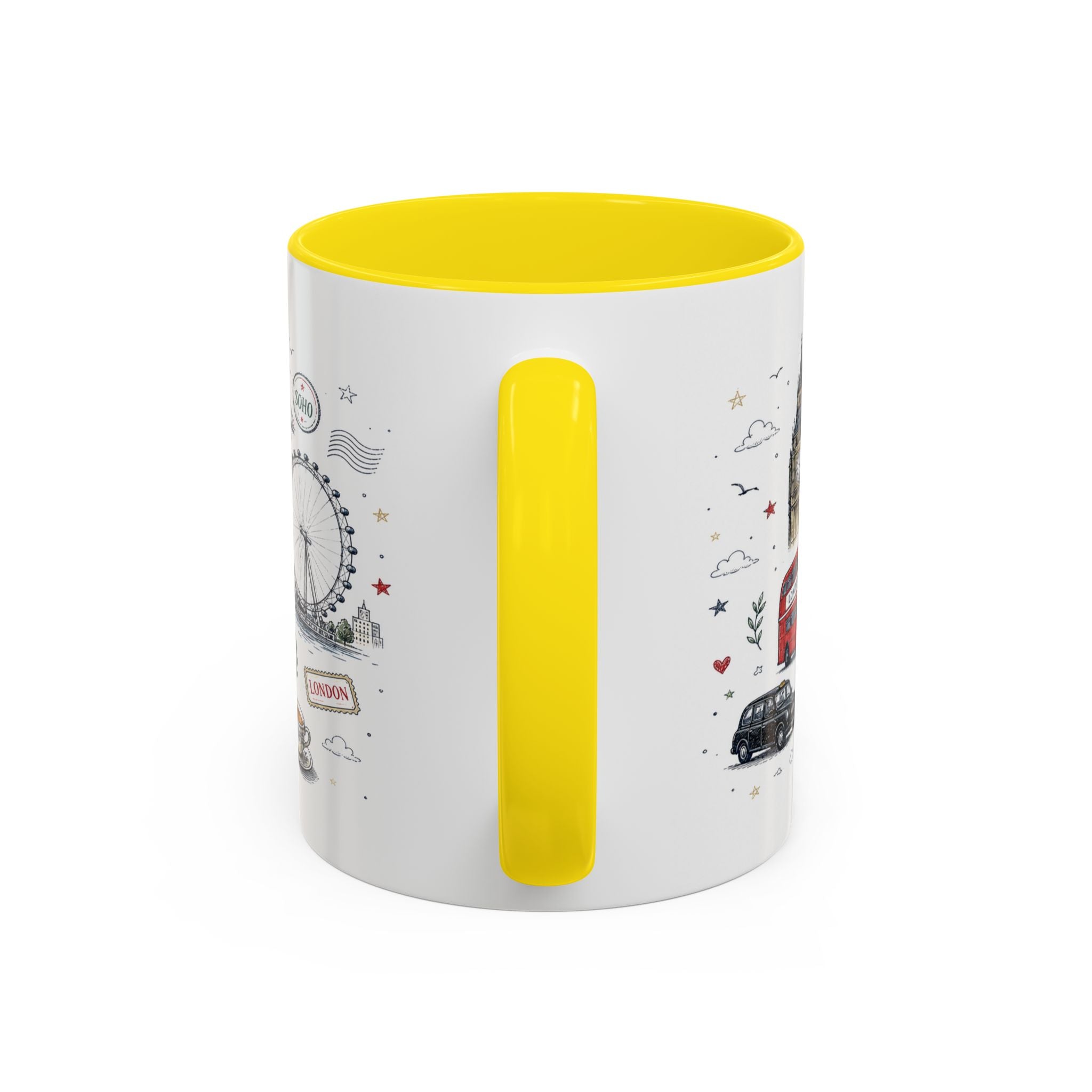 London Coffee Mug | England Souvenir Travel Gift | Accent Color Ceramic 11oz 15oz