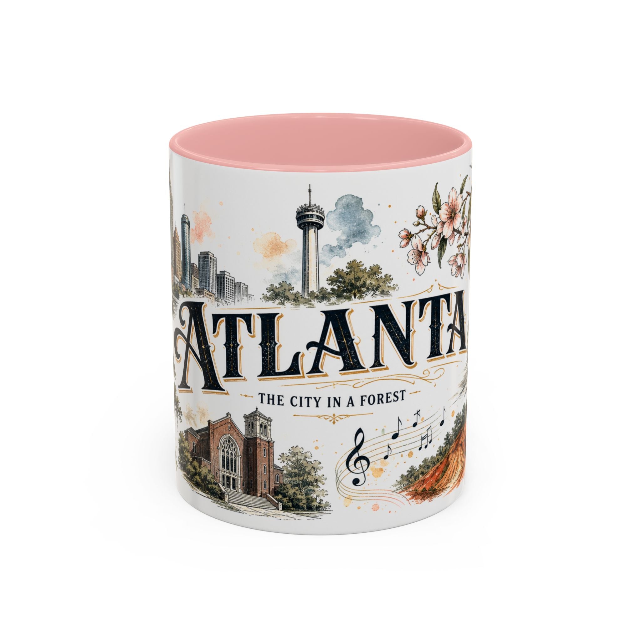 Atlanta Coffee Mug | United States Travel Souvenir | Vintage Illustrated City Gift | 11 oz 15 oz Accent Mug