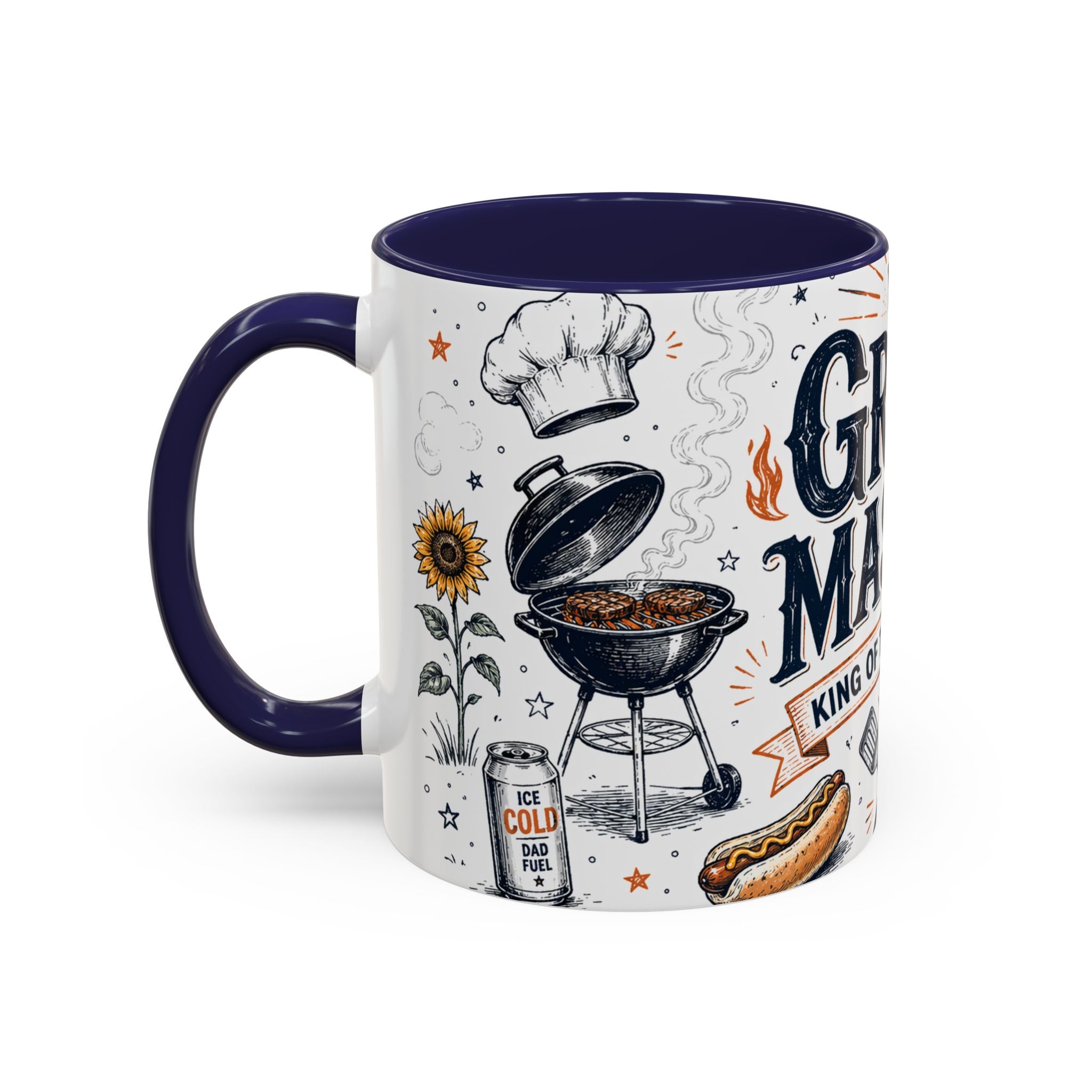 Grill Master Coffee Mug | Father's Day Gift for Dad | Accent Color Ceramic 11oz 15oz