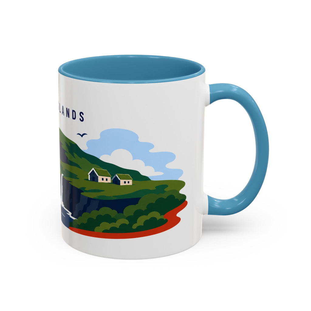 Faroe Islands Coffee Mug | Travel Destination Souvenir Gift | Accent Color Ceramic 11oz 15oz