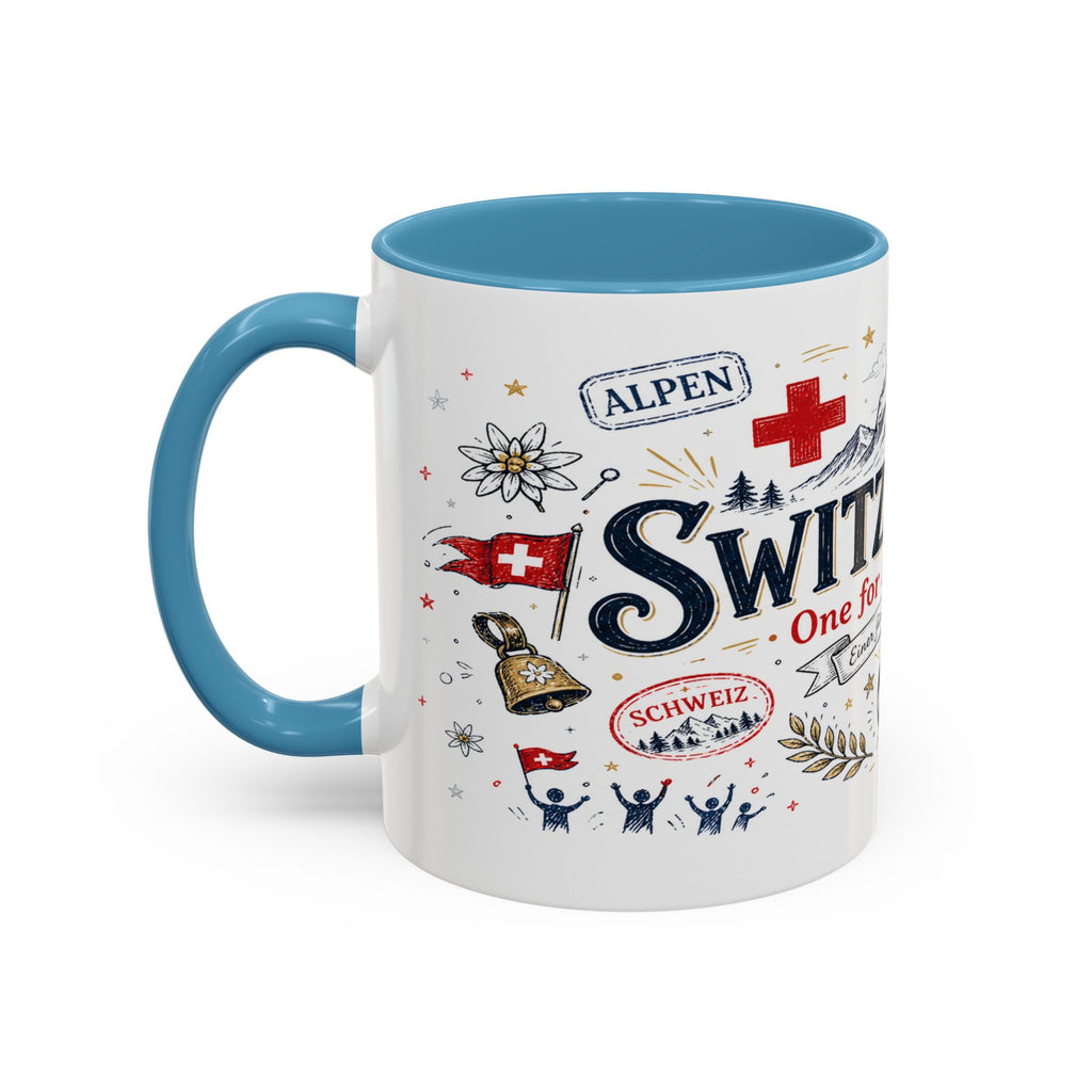 Switzerland Coffee Mug | World Cup Soccer Fan Gift | Accent Color Ceramic 11oz 15oz