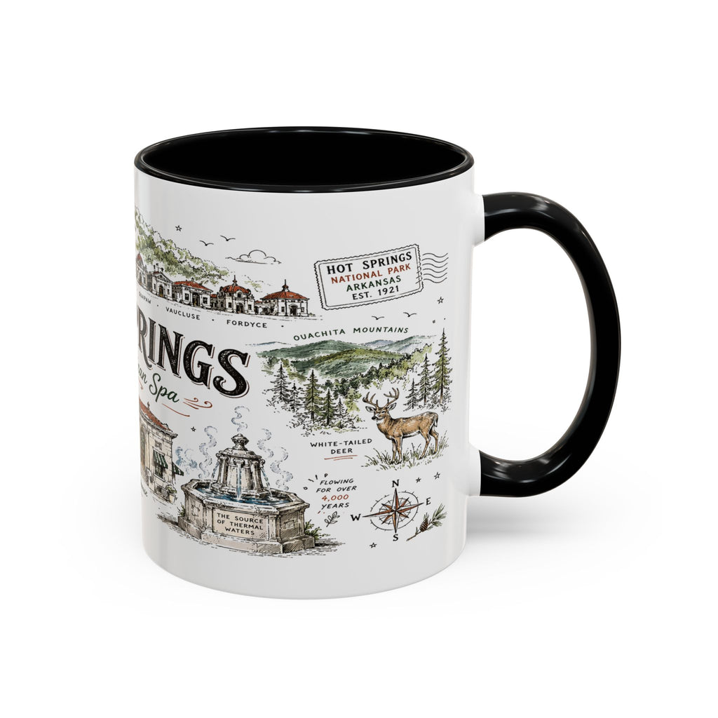 Hot Springs National Park Coffee Mug | Arkansas Thermal Spring Spa Gift | Accent Color Ceramic 11oz 15oz
